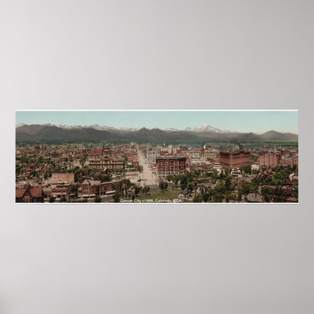 Denver City panorama, vintage 1898 America print (Front)