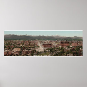 Denver City panorama, vintage America print