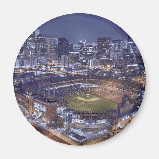 Denver City Skyline and Coors Field at Night Magnet (Front)