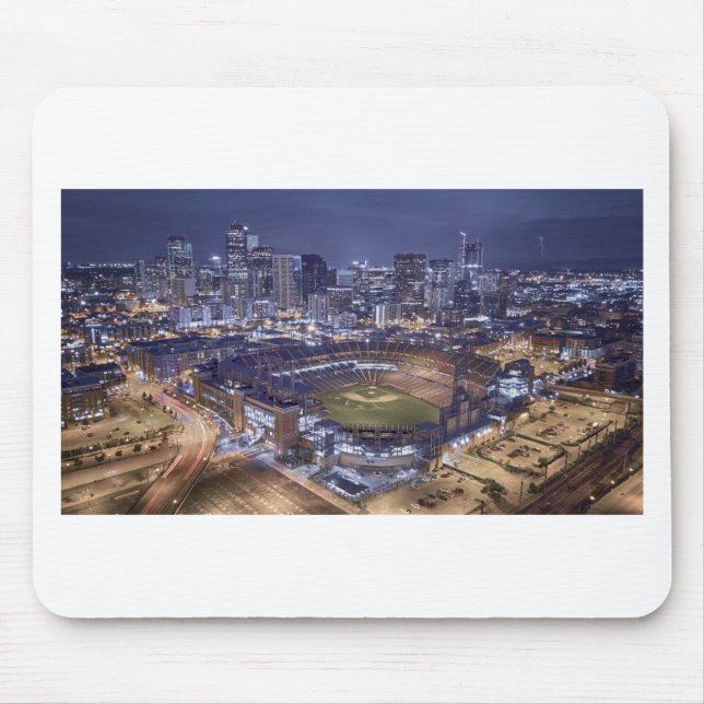 Denver City Skyline and Coors Field at Night Mouse Mat (Front)