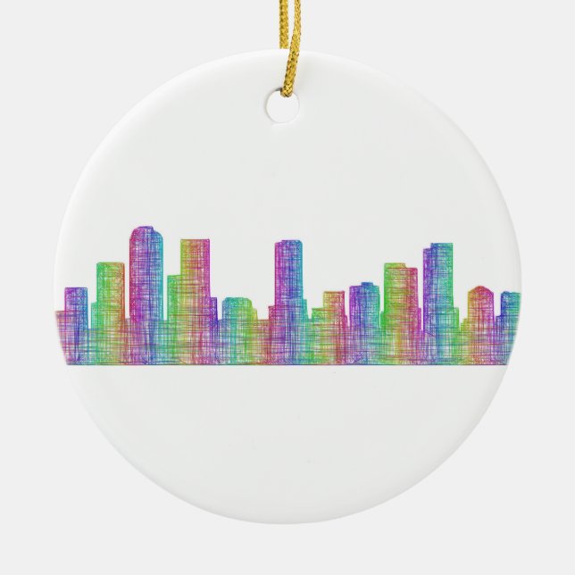 Denver city skyline ceramic tree decoration (Front)