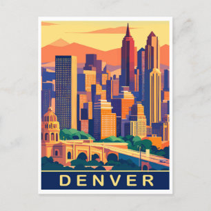 Denver, City Skyline, Travel Postcard