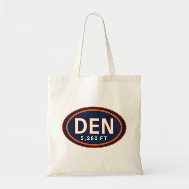 Denver CO 5,280 FT Blue and Orange Tote Bag (Front)