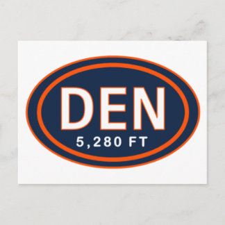 Denver CO 5,280 FT Blue & Orange Football Postcard