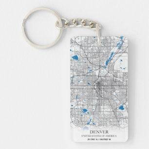 Denver CO Colorado USA Travel City Map Key Ring