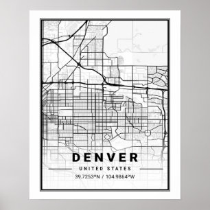 Denver CO Colorado USA Travel City Map Poster