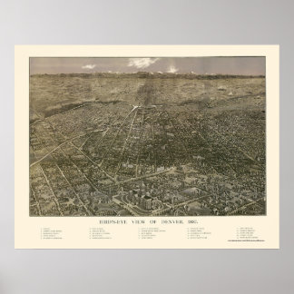 Denver, CO Panoramic Map - 1887 Poster
