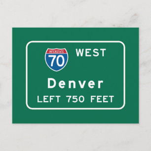Denver, CO Road Sign Postcard
