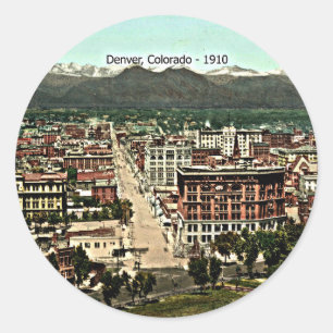 Denver, Colorado - 1910, scenic photograph Classic Round Sticker