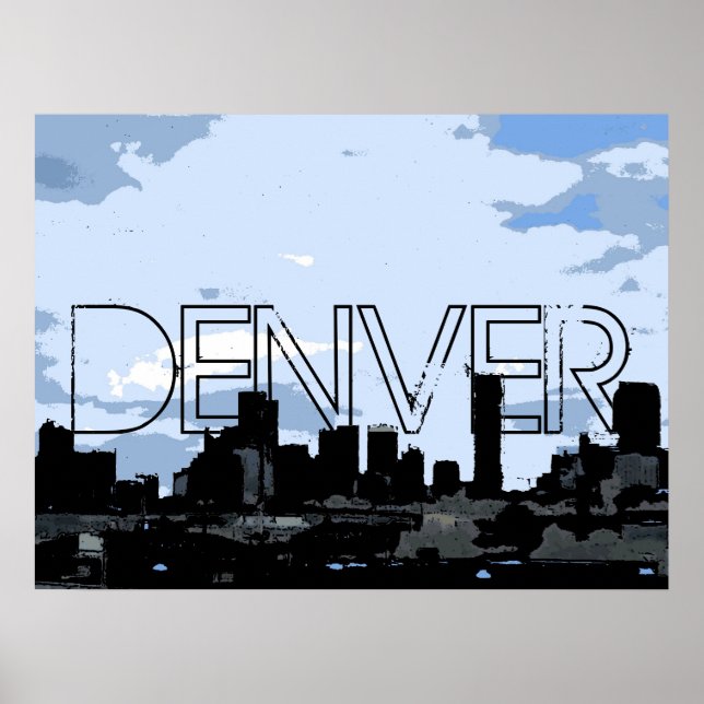 Denver Colorado artistic skyline poster (Front)