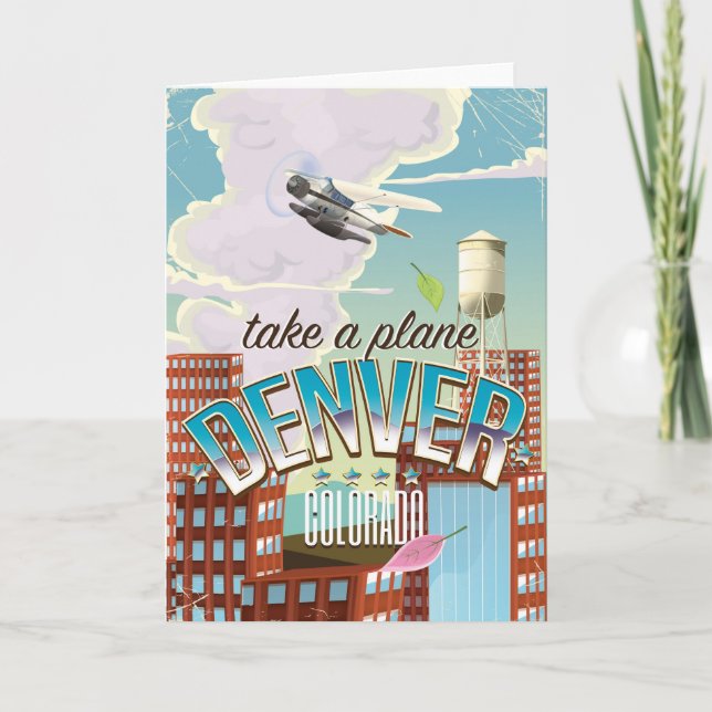 Denver Colorado Cartoon travel poster Holiday Card (Front)