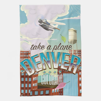 Denver Colorado Cartoon travel poster. Tea Towel