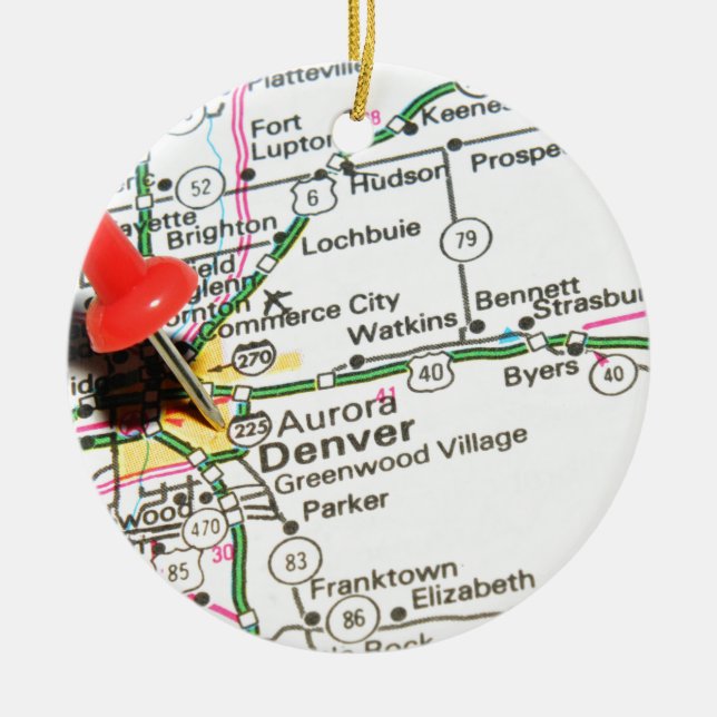 Denver, Colorado Ceramic Tree Decoration (Front)