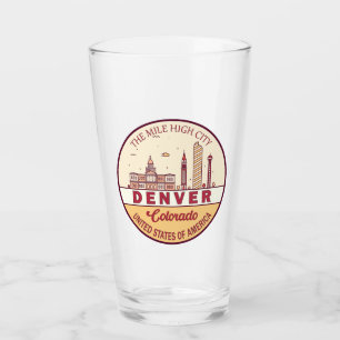 Denver Colorado City Skyline Emblem Glass