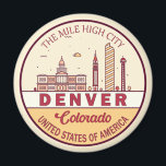 Denver Colorado City Skyline Emblem Magnet<br><div class="desc">Denver minimalist,  colourful art design featuring monuments and landmarks of the city in Colorado.</div>