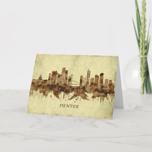 Denver Colorado Cityscape Holiday Card (Front)