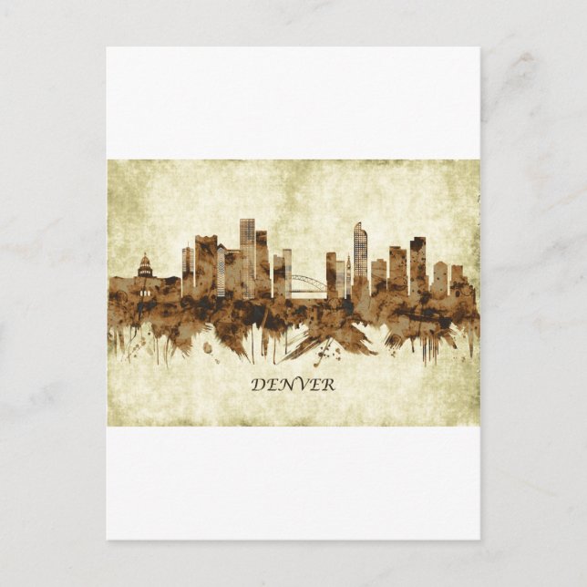 Denver Colorado Cityscape Holiday Postcard (Front)