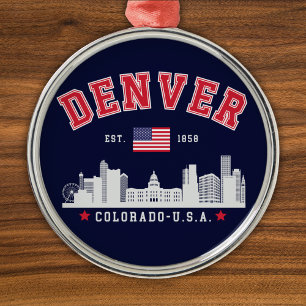 Denver Colorado Cityscape View Metal Tree Decoration