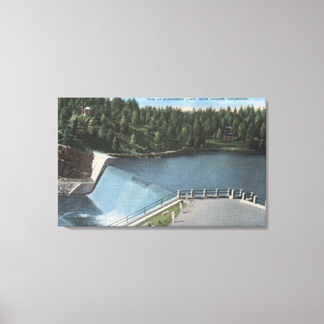 Denver, Colorado - Dam at Evergreen Lake View Canvas Print (Front)