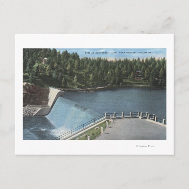 Denver, Colorado - Dam at Evergreen Lake View Postcard (Front)