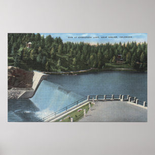 Denver, Colorado - Dam at Evergreen Lake View Poster