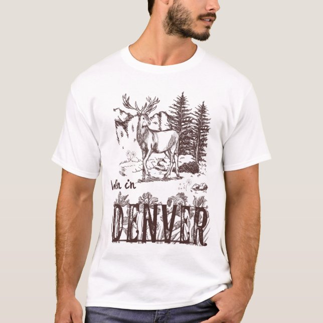 Denver Colorado Deer Nature Scene Design  T-Shirt (Front)