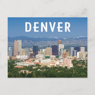 Denver Colorado downtown skyline and mountains Postcard