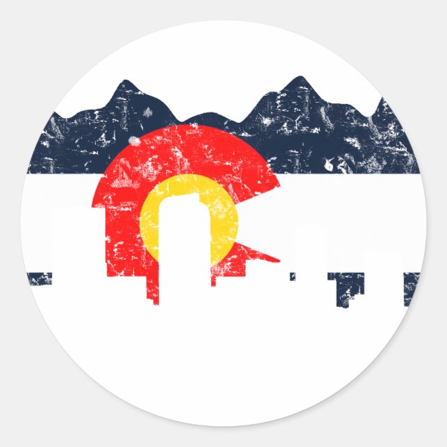 Denver Colorado Flag Classic Round Sticker (Front)