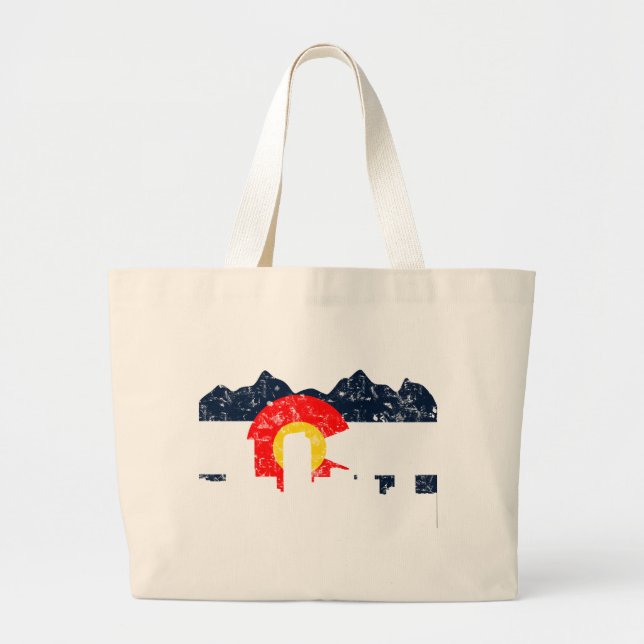 Denver Colorado Flag Large Tote Bag (Front)