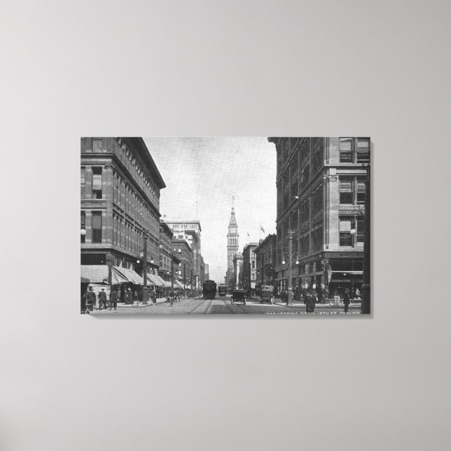 Denver, Colorado - Looking down 16th Street View Canvas Print (Front)