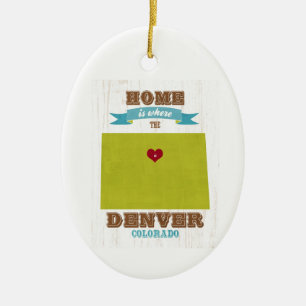 Denver, Colorado Map – Home Is Where The Heart I Ceramic Tree Decoration