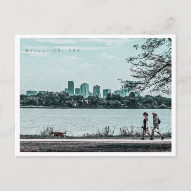 DENVER COLORADO OIL PAINTING POSTCARD (Front)