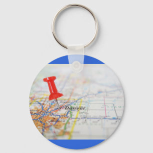 Denver Colorado Pushpin Map Key Ring