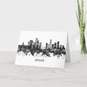 Denver Colorado Skyline BW Holiday Card