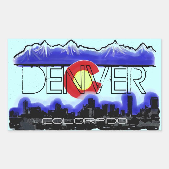 Denver Colorado skyline decorative stickers (Front)