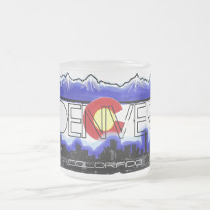 Denver Colorado skyline frosted coffee mug