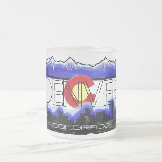 Denver Colorado skyline frosted coffee mug (Center)