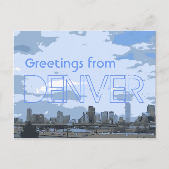 Denver Colorado skyline greeting artistic postcard (Front)