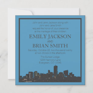 Denver Colorado skyline industrial custom invites