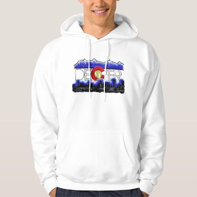 Denver Colorado skyline mountain flag hoodie (Front)