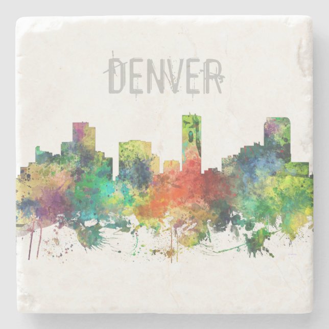 DENVER, COLORADO SKYLINE SP STONE COASTER (Front)