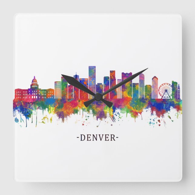 Denver Colorado Skyline Square Wall Clock (Front)