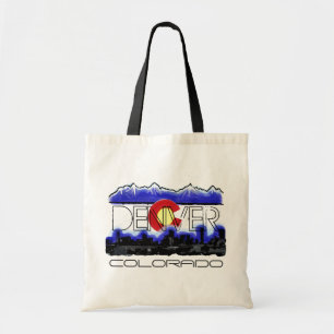 Denver Colorado skyline state flag souvenir bag
