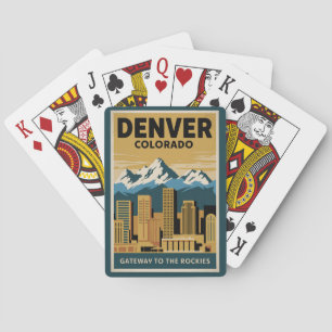 Denver Colorado Skyline Travel Art Vintage Playing Cards