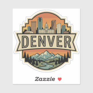 Denver Colorado Skyline Vintage Travel Badge 