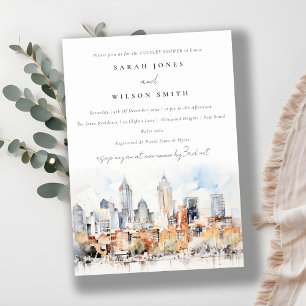 Denver Colorado Skyline Watercolor Couples Shower Invitation