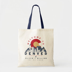 Denver Colorado Stylised Skyline Welcome Wedding Tote Bag