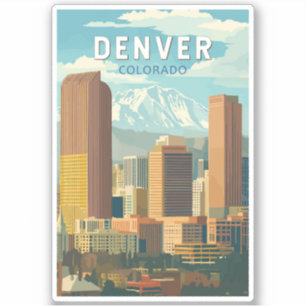 Denver Colorado Travel Art Vintage