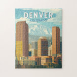 Denver Colorado Travel Art Vintage Jigsaw Puzzle<br><div class="desc">Denver retro vector travel design. Denver,  the capital of Colorado,  is an American metropolis dating to the Old West era. Larimer Square,  the city’s oldest block,  features landmark 19th-century buildings.</div>