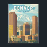 Denver Colorado Travel Art Vintage Postcard<br><div class="desc">Denver retro vector travel design. Denver,  the capital of Colorado,  is an American metropolis dating to the Old West era. Larimer Square,  the city’s oldest block,  features landmark 19th-century buildings.</div>
